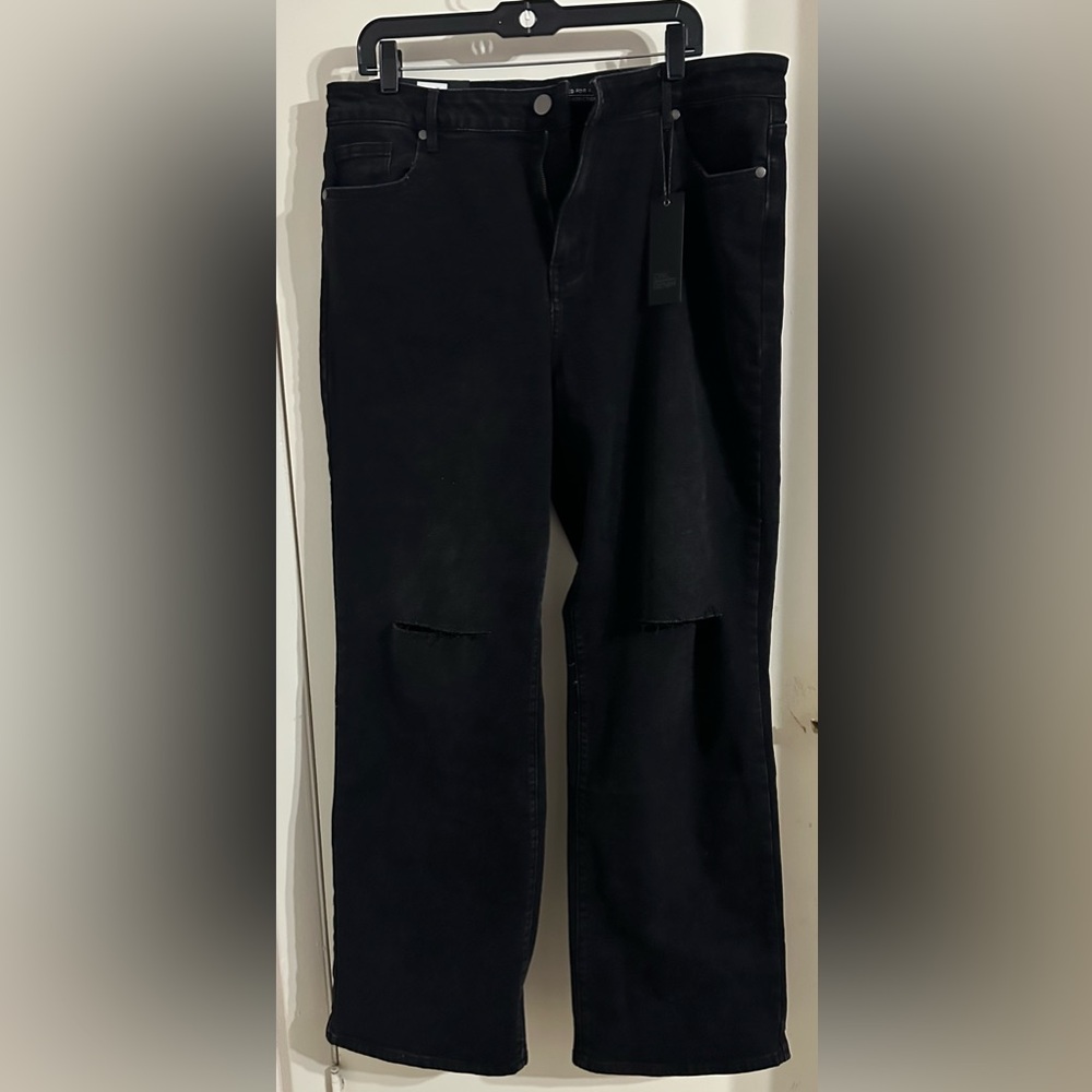 City Chic Harley high rise straight leg JEAN H FLETCHER with rip knees detail